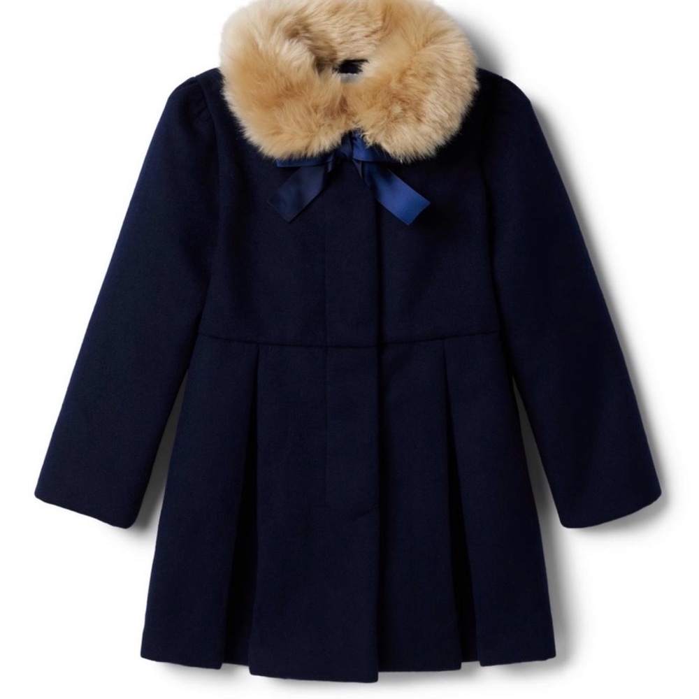 Janie and Jack Fur Collar Navy Peacoat